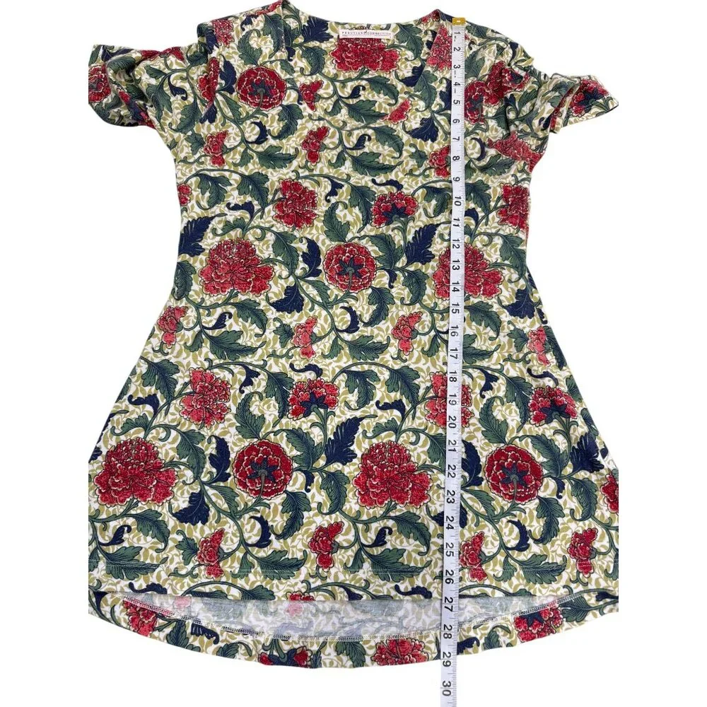 Peruvian Connection Floral Tunic Top Green Red Soft Stretch Womens Size S - Picture 6 of 7